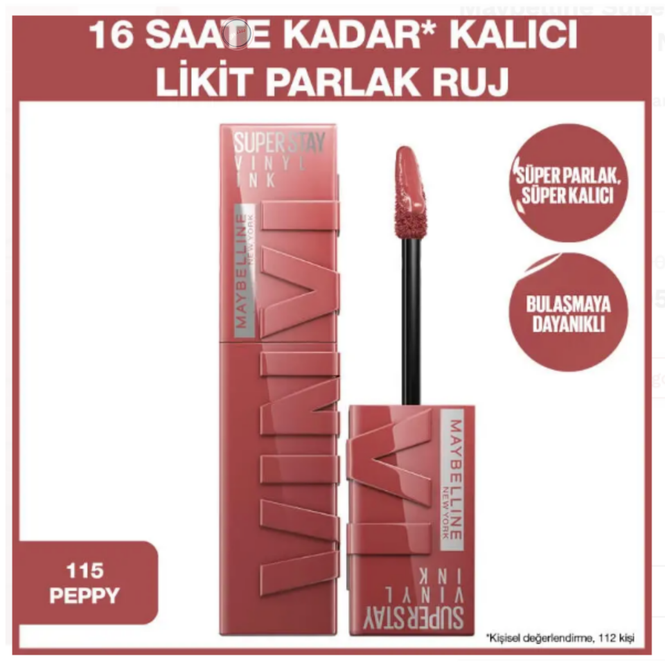 Maybelline Super Stay Vinyl Ink - Likit Parlak Ruj No: 115 Peppy