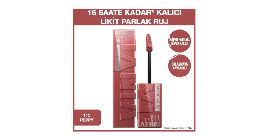 Maybelline Super Stay Vinyl Ink - Likit Parlak Ruj No: 115 Peppy