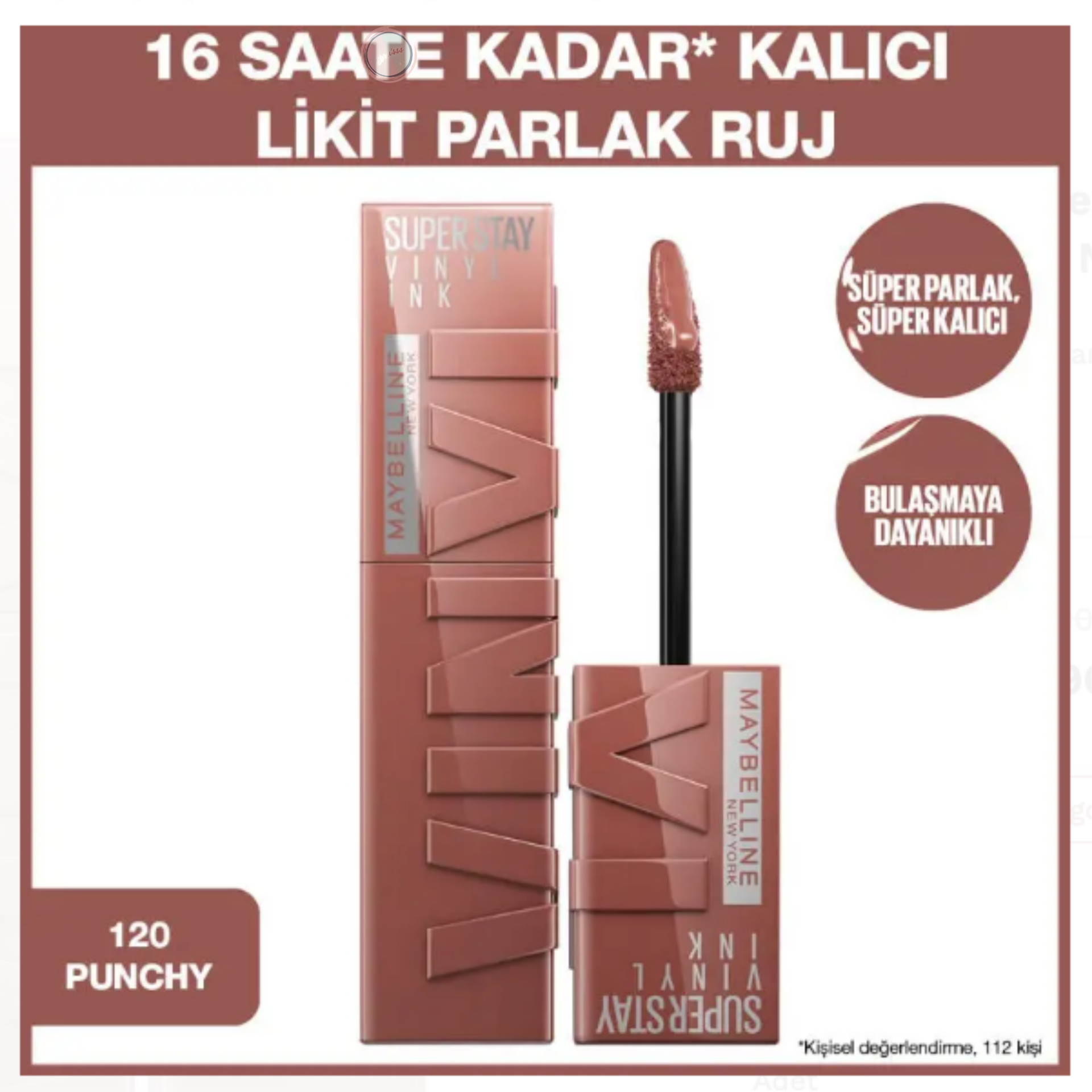 Maybelline Super Stay Vinyl Ink - Likit Parlak Ruj No: 120 Punchy