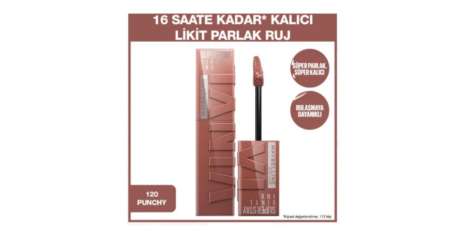 Maybelline Super Stay Vinyl Ink - Likit Parlak Ruj No: 120 Punchy