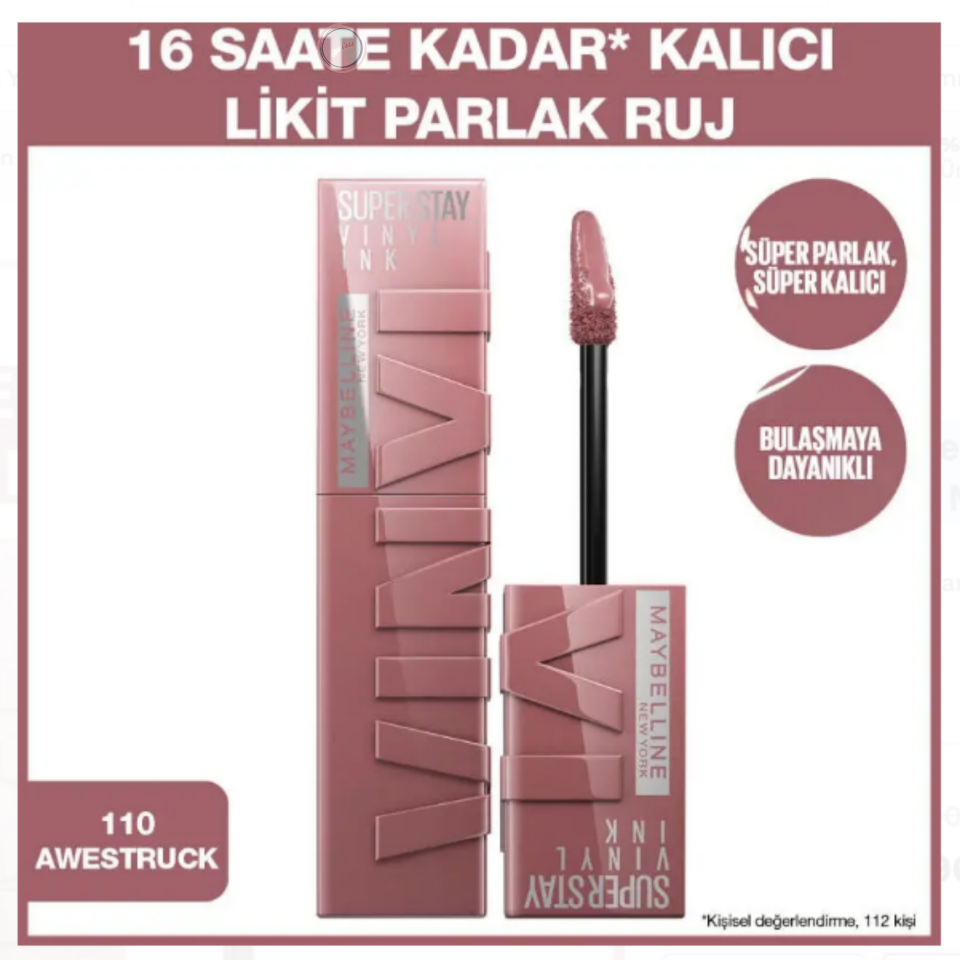 Maybelline Super Stay Vinyl Ink - Likit Parlak Ruj No: 110 Awestruck