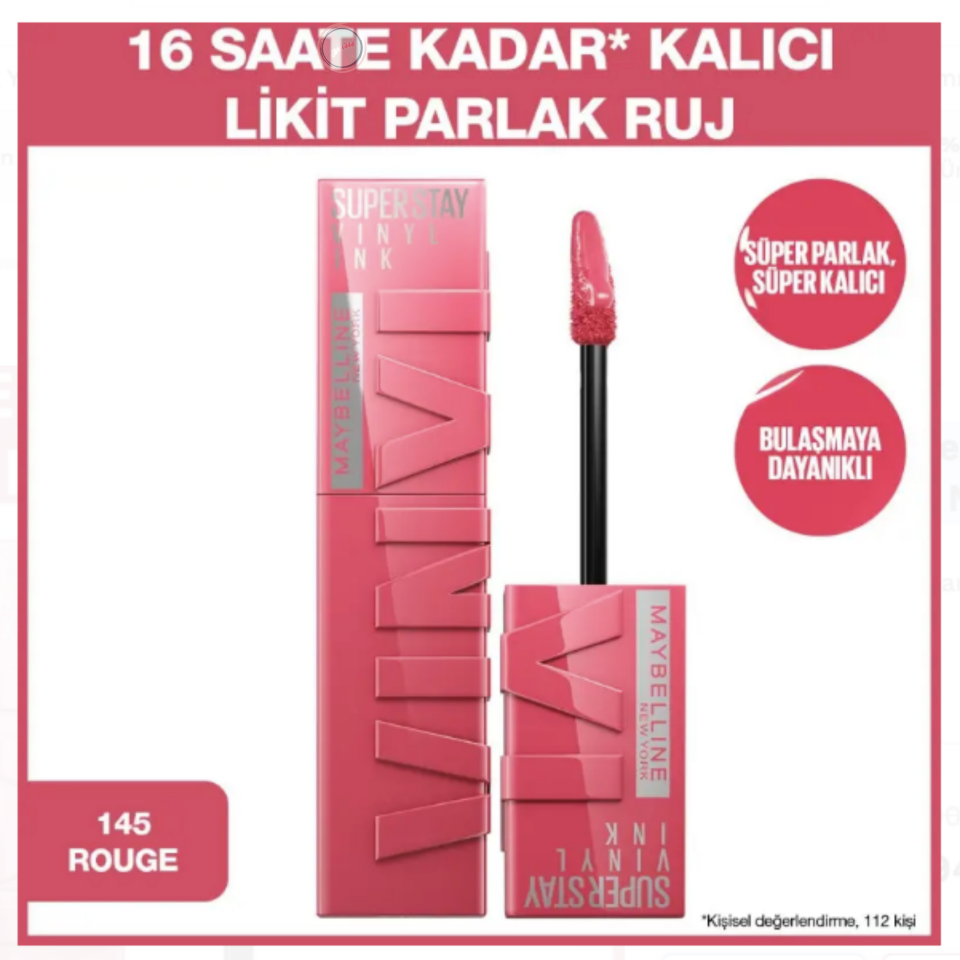 Maybelline Super Stay Vinyl Ink - Likit Parlak Ruj No: 145 Rogue
