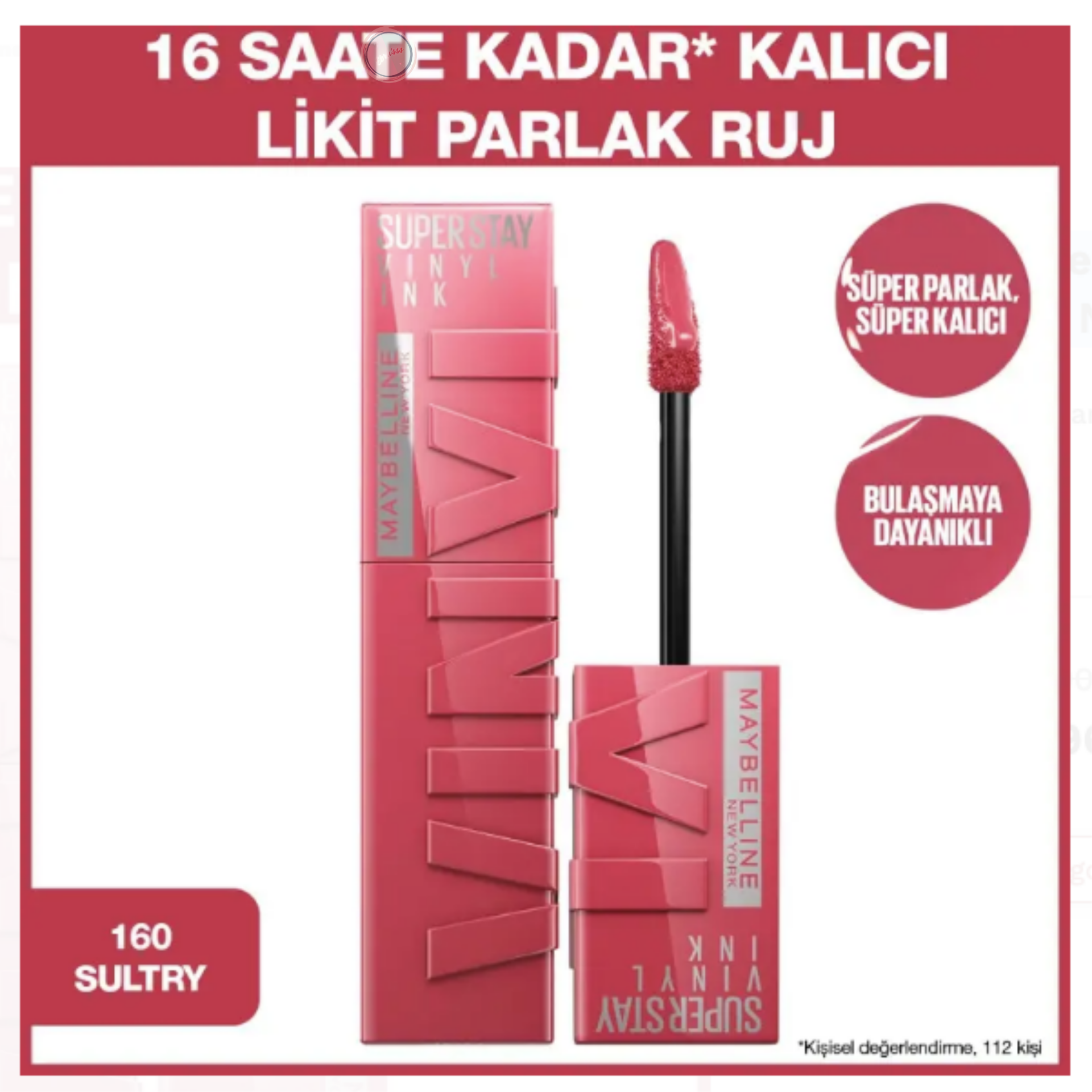 Maybelline Super Stay Vinyl Ink - Likit Parlak Ruj No: 160 Sultry
