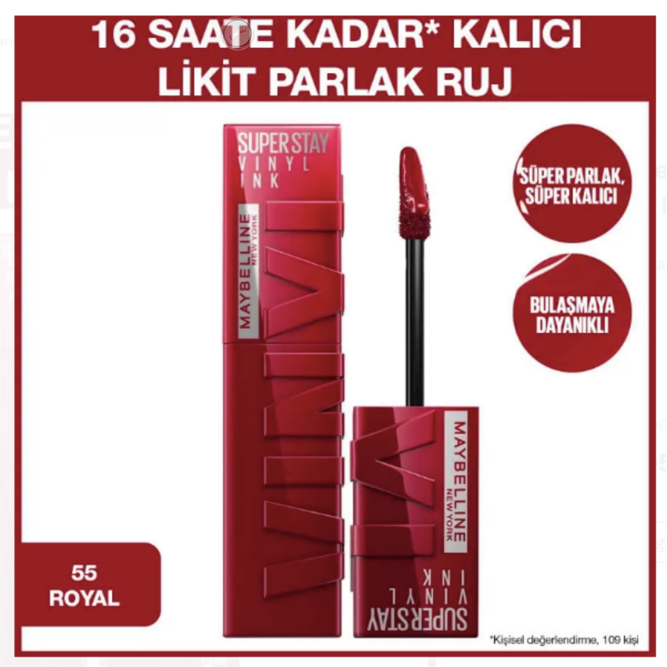 Maybelline Super Stay Vinyl Ink - Likit Parlak Ruj No: 55 Royal