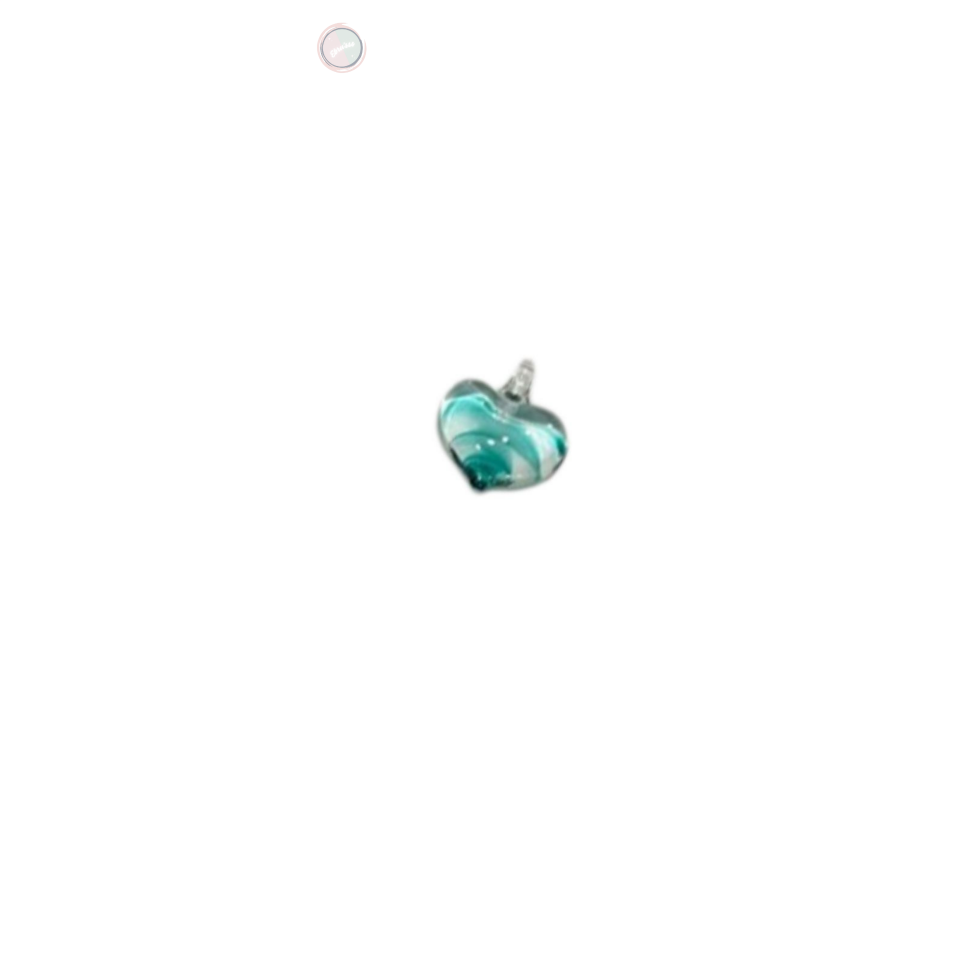 Handmade Yeşil Murano Cam Kolye Ucu (Kalp)