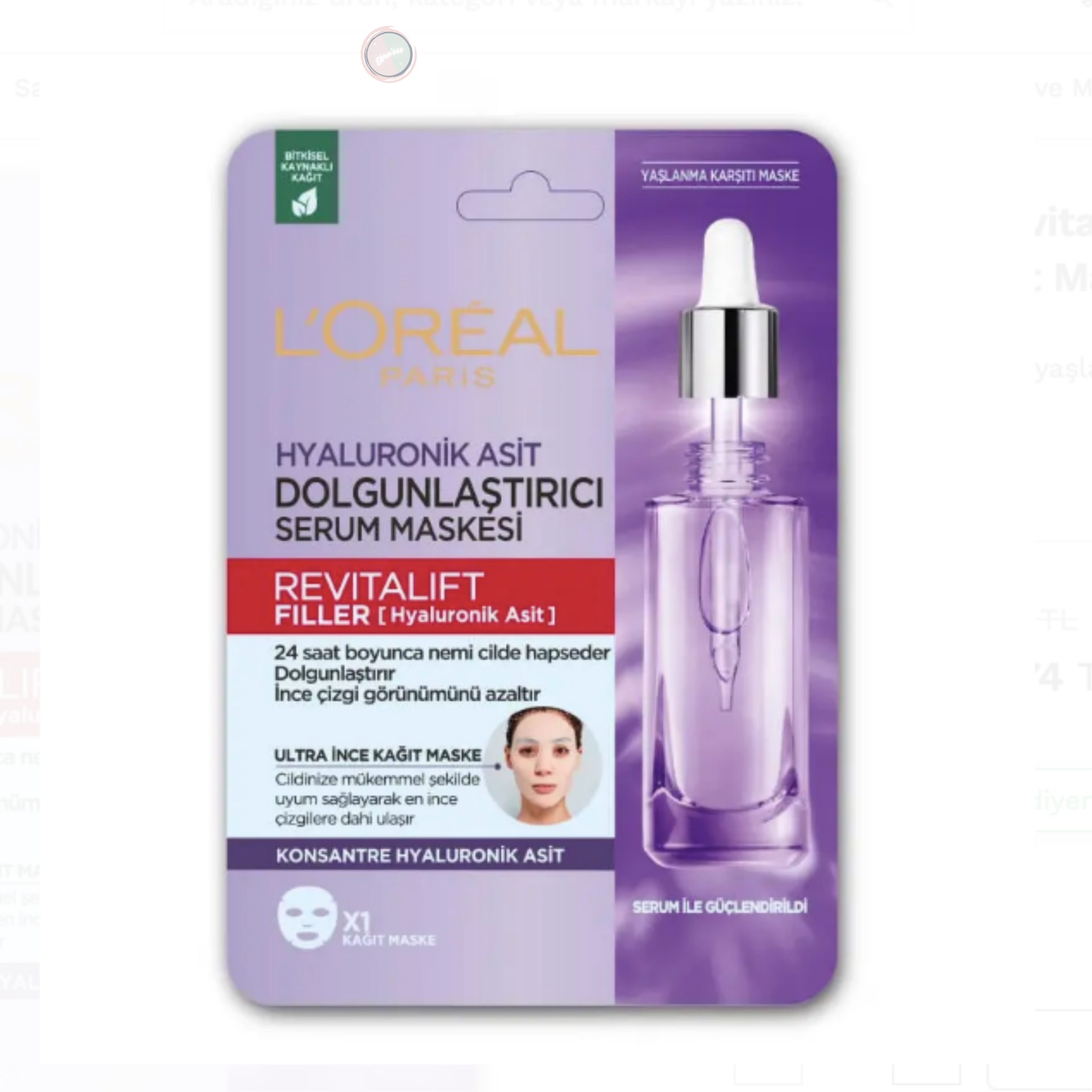 L'Oréal Paris Revitalift Filler Mask Anti Aging Kağıt Maske 28 gr