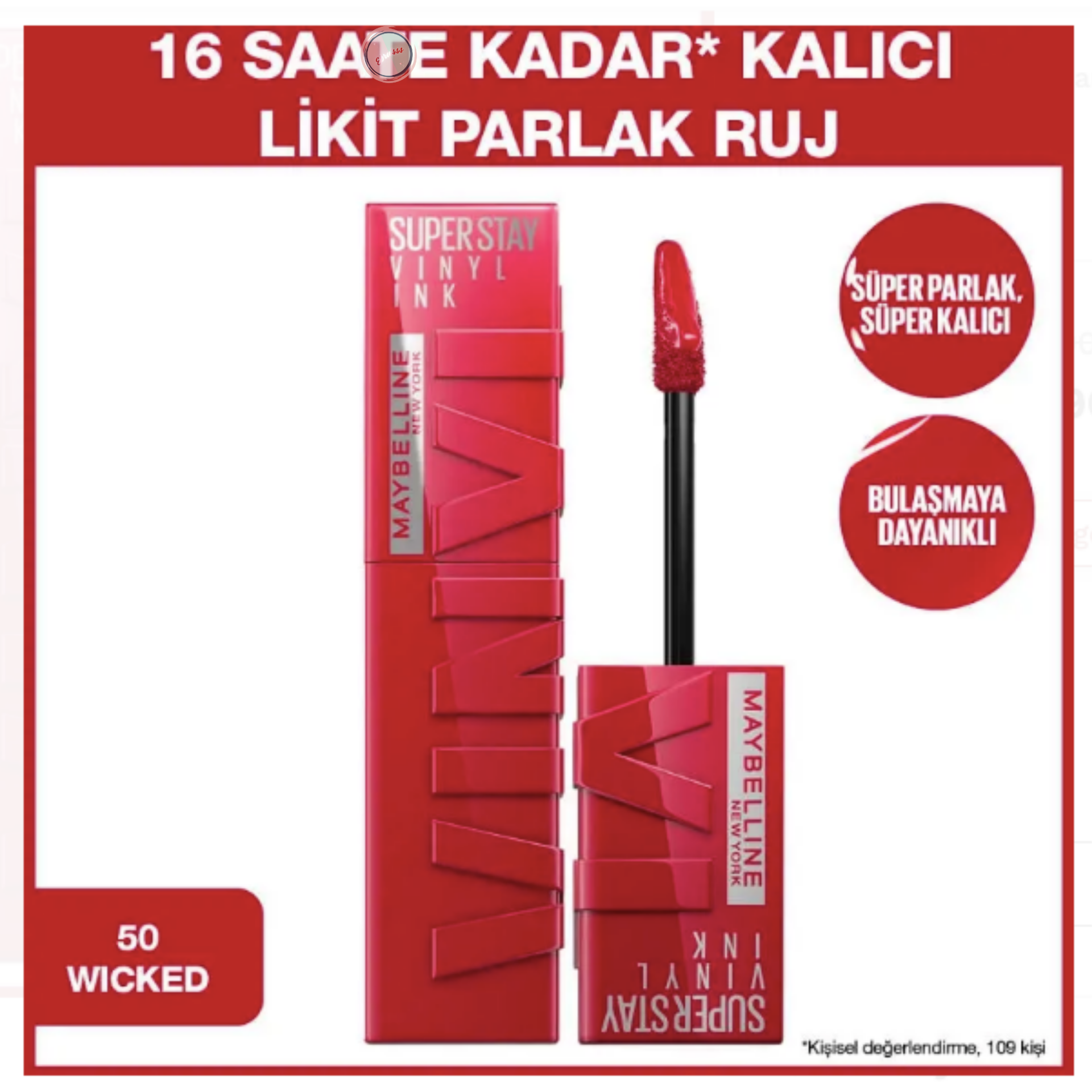 Maybelline Super Stay Vinyl Ink - Likit Parlak Ruj No: 50 Wicked